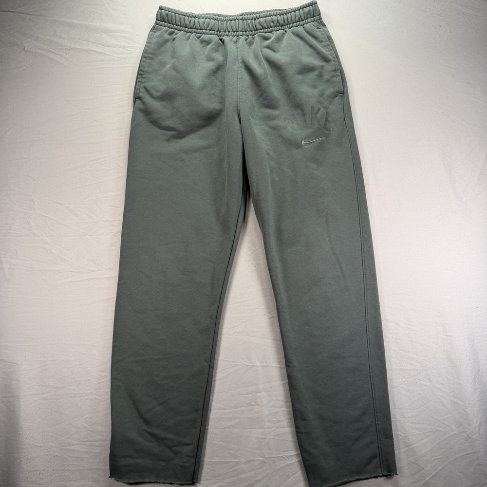 Nike Sweatpants Mens Medium Green Drawstring Fleece Raw Hem 30x30